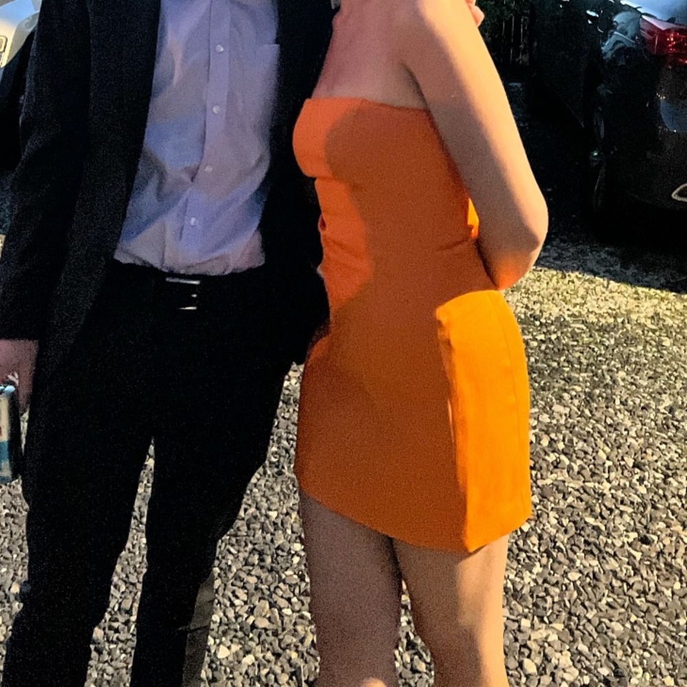 Meshki Orange Strapless Mini Dress
